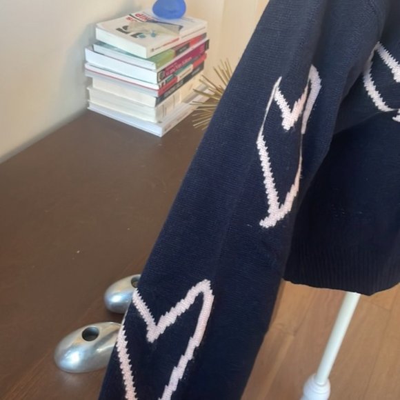 ZADIG & Voltaire Size M Marcus Heart ❤️ Sweater Navy - Picture 6 of 11